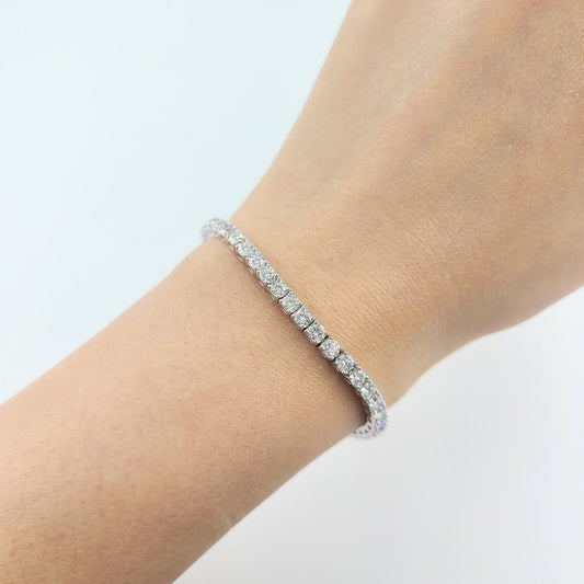 5.08ct Lab Grown Diamond Tennis Bracelet – 14K White Gold, Round Brilliant